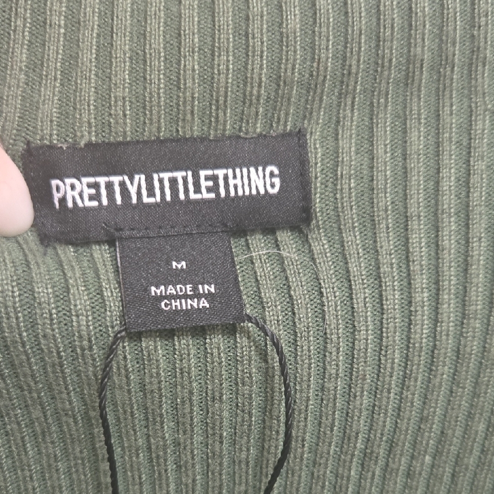 PrettyLittleThing Olive Ribbed Fabric - Picture 4 of 6